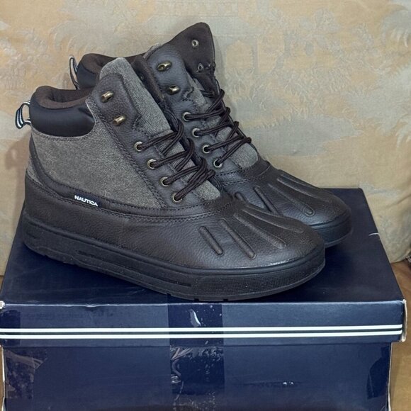 Nautica New Bedford Men’s Duck Boots Size 10 Brown Canvas WN2541 Winter 👢 - Picture 1 of 12